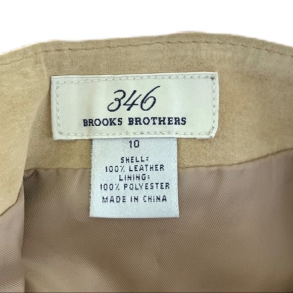 346 Brooks Brothers- Carmel 100% Leather Skirt 10 - Picture 2 of 5